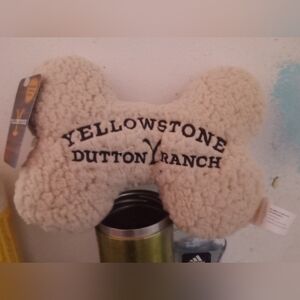 Yellowstone plush squeaky toy bone for dogs